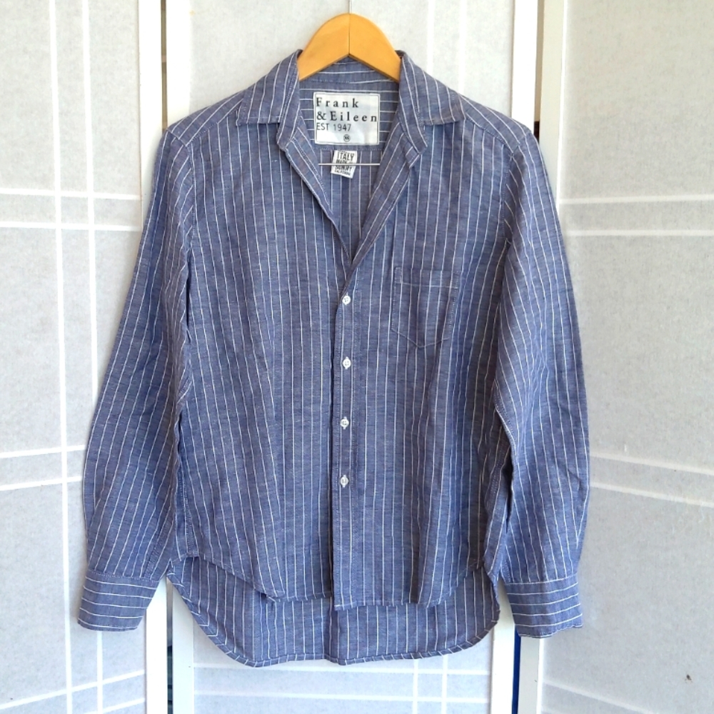 NWOT ! Frank & Eileen blue white striped shirt